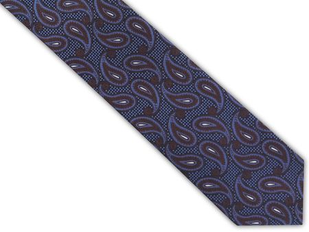 Granatowo-brązowy krawat we wzór - paisley D352