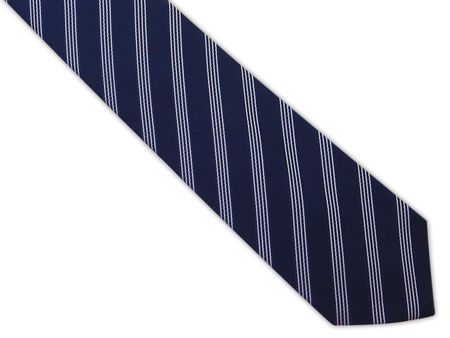 Granatowy krawat męski żakardowy w białe paski C58