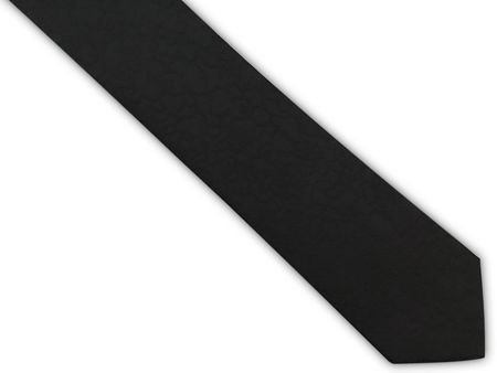Czarny krawat męski, strukturalny materiał C61