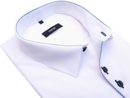 Biała koszula z krótkim rękawem i niebieskimi wykończeniami 924K