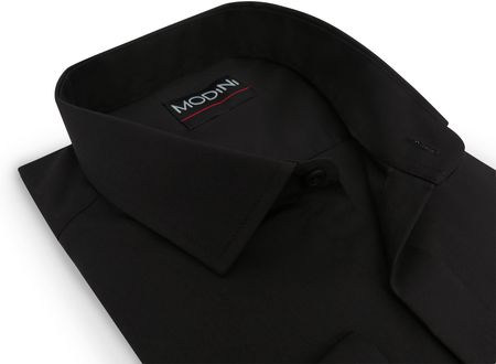 Czarna koszula męska na spinki z plisą kryjącą guziki  Y51