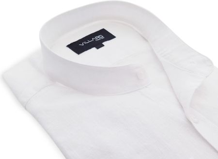 Biała koszula z lnem, na stójkę I102