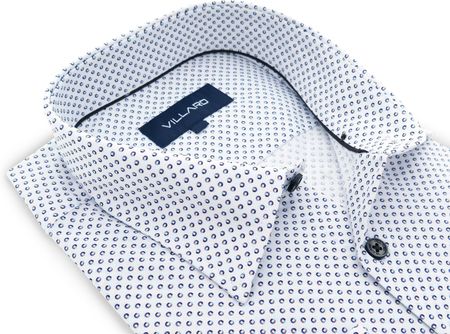 Biała koszula w niebiesko-brązowy wzór I007