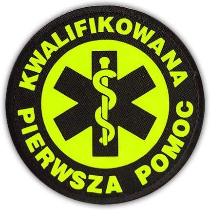 Polska Firma Emblemat Yellow Fluo Kwalifikowana Pierwsza Pomoc Na Rzepie 8,5Cm