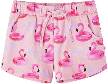 Szorty dziecięce ze sznurkiem, we flamingi, jasny róż, 116