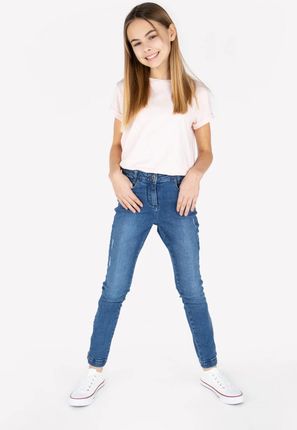 Spodnie jeansowe długie z ozdobnymi zamkami SKINNY