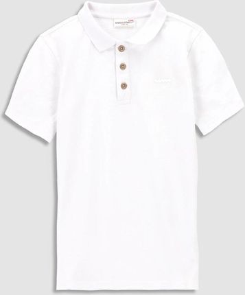 T-shirt z krótkim rękawem biały z kołnierzykiem typu polo