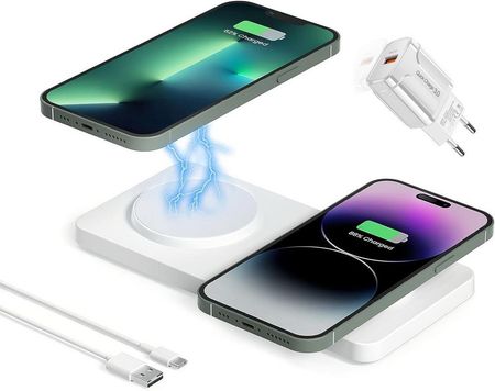MFC 2in1 Dual MagSafe charger ładowarka bezprzewodowa indukcyjna MagSafe do iPhone (White)