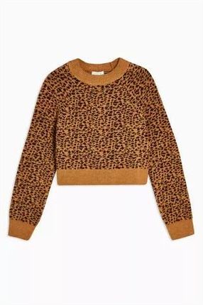 TOPSHOP krótki sweter z motywem zwierzęcym