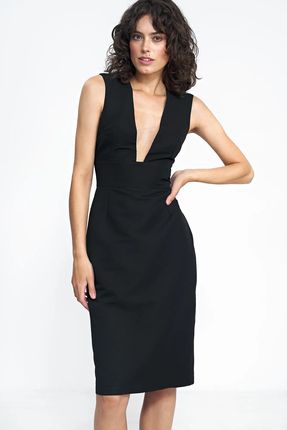 Sukienka czarna na grubych ramiączkach (Czarny, XS)