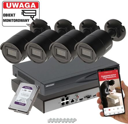 Hikvision Monitoring Domu Dahua 4 Kamery Ip Ds-2Cd2086G2-Iu(2.8Mm)(C)(Black) 8Mpx Z Mikrofonem (DS7604NIK14PDS2CD2086G2IU28MMC)