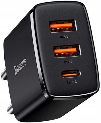 Baseus Compact Szybka Ładowarka Sieciowa 2X Usb C 30W 3A Pd Qc Czarny