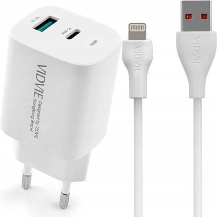 Vidvie Ładowarka Sieciowa 20W Usb C Fast Charge Kabel Lightning