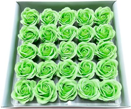Duże róże mydlane zielone 25 sztuk