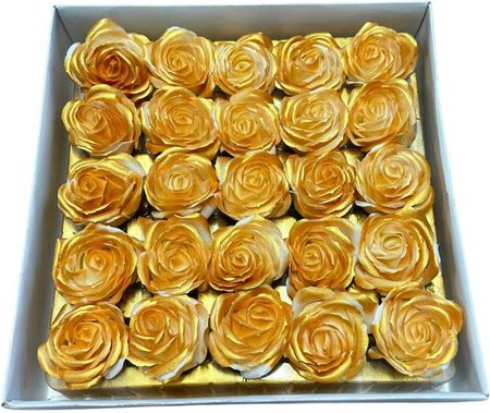 Duże róże mydlane złote gradient 25 sztuk