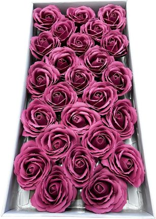 Duże róże mydlane purpurowe 25 sztuk