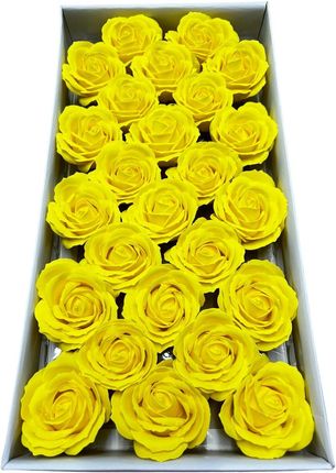 Duże róże mydlane ciemny żółty 25 sztuk