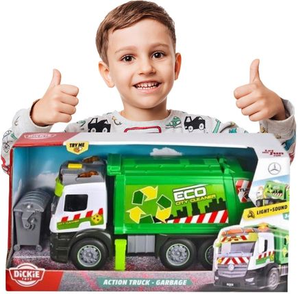 Dickie Toys Pojazd Do Jazdy Zabawkowy Samochodzik Dla Dziecka Śmieciarka Mercedes 26Cm