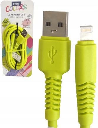 Setty Usb A Iphone 1 5M Colors Neon Limonkowy