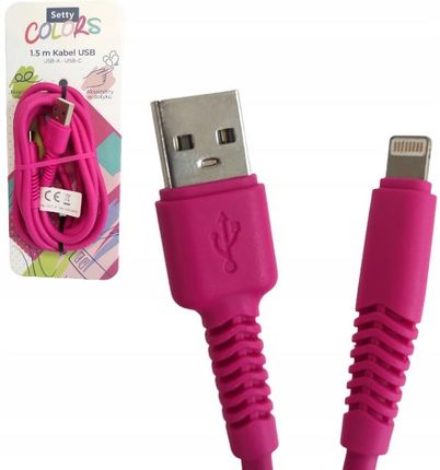Setty Usb A Iphone 1 5M Colors Neon Magenta