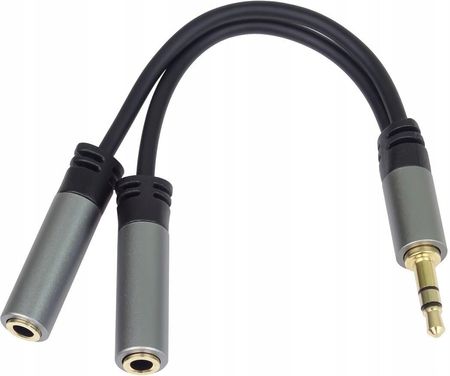 Premiumcord Pc Rozdzielacz Mini Jack 1xM do 2xF Kabel Jakość 3,5mm Audio Aux aluminiowy