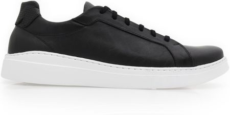 Czarne skórzane sneakersy z białą podeszwą Modini T182