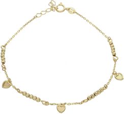Diament Bransoletka Złota Damska Z Wiszącymi Serduszkami Br 6831 375