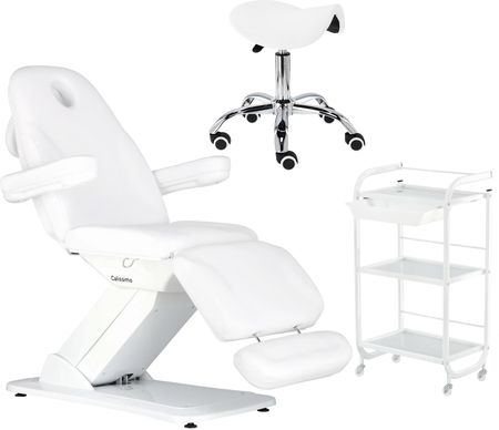 Calissimo Zestaw Kosmetyczny Fotel Kosmetyczny Elektryczny + Taboret Kosmetyczny + Pomocnik Kosmetyczny
