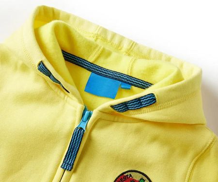 Bluza dziecięca z kapturem i zapięciem na zamek, jasnożółta, 140 - zdjęcie 2