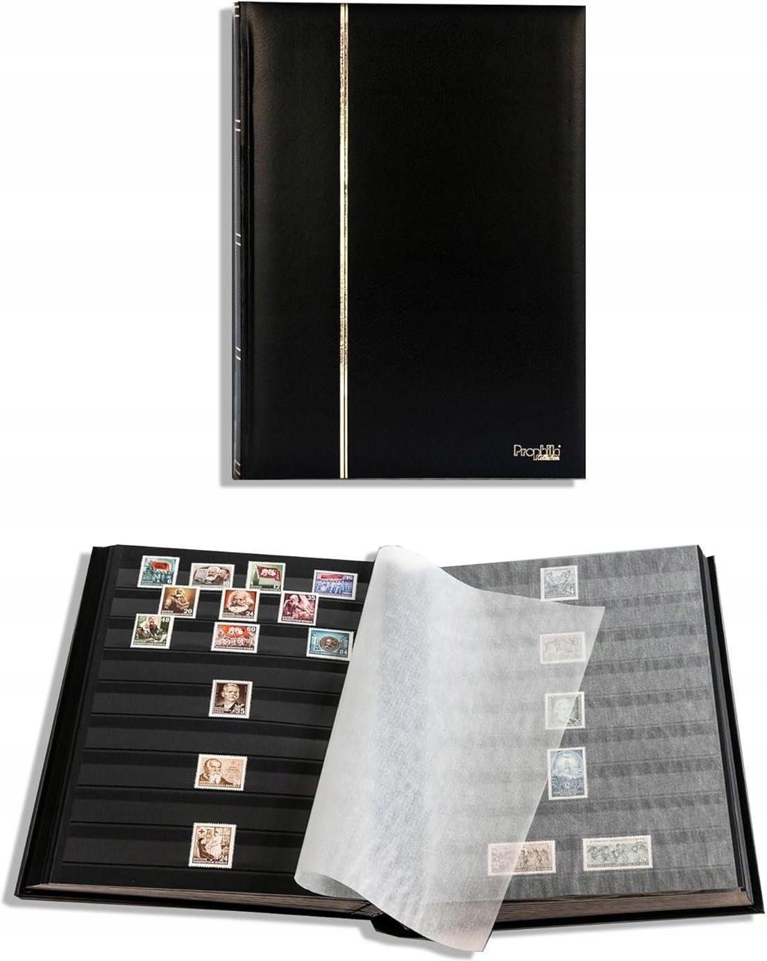 Album Timbres Prophila 16 Pages - Intérieur Noir - 22.9x30.5cm - Reliure Cuir