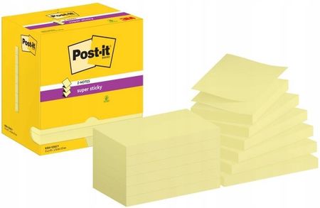 Post-It-3M Karteczki Samoprzylepne Post-It Super Sticky Z-Notes Do Podajnika, 76X127Mm, 12X90 Kart., Żółty