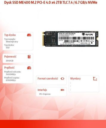 Afox ME400 M.2 2TB (ME4002048GN) - zdjęcie 2