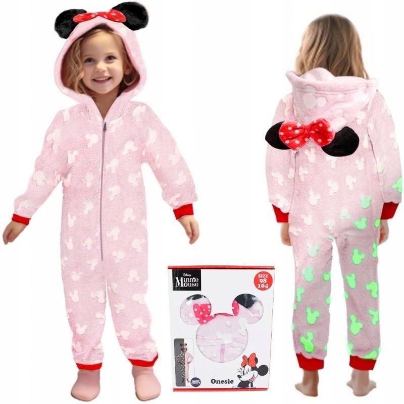 Piżama Kigurumi Kombinezon Onesie Świecący Neon Myszka Minnie 122 128