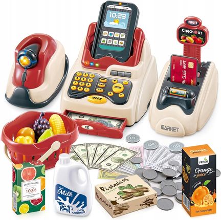 Deao Toys Kasa Fiskalna Dla Dzieci Interaktywna Zestaw Sklep Pieniądze Produkty