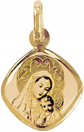 Lovrin Złoty Medalik 585 Matka Boska Z Dzieciątkiem Na Komunię Chrzest Prezent