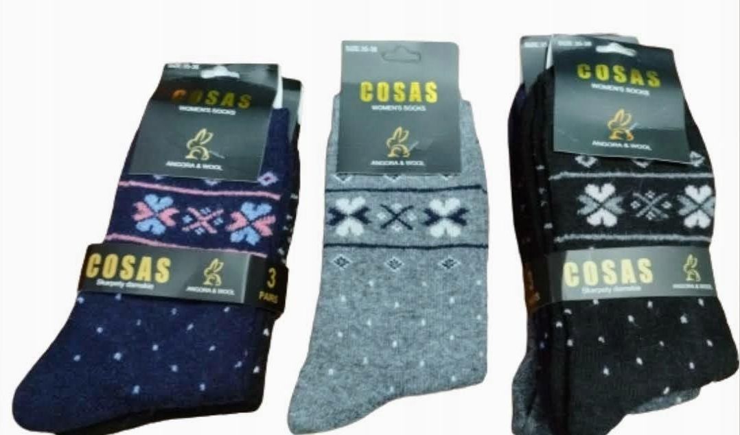 SKARPETKI SKARPETY damskie 3 pak ANGORA CIEPŁE THERMAL r. 35-38 - Ceny ...