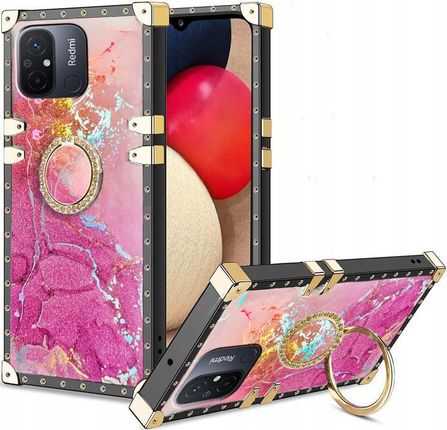 Itel Etui Luksusowe Do Xiaomi Redmi 12C Glamour Marmur Brokat Ring Case Szkło