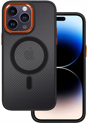 Izigsm Tel Protect Magnetic Carbon Case Do Iphone 15 Pro Max Czarno Pomarańczowy