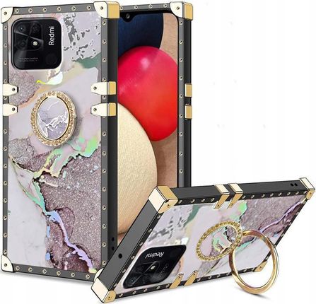 Itel Etui Luksusowe Do Xiaomi Redmi 10C Glamour Marmur Brokat Ring Case Szkło
