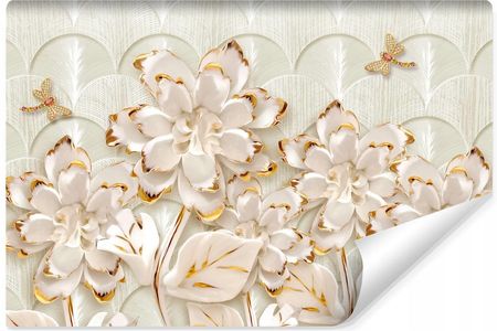 Muralo Fototapeta Do Sypialni Kwiaty Abstrakcja Motyle Efekt 3D 180X120