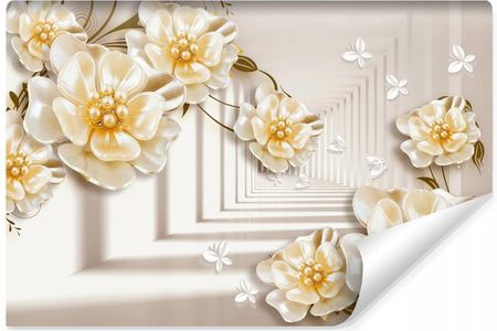 Muralo Fototapeta Tunel Kwiaty Motyle Efekt 3D Abstrakcja 270X180