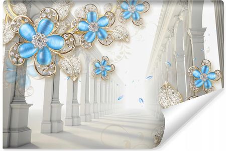 Muralo Fototapeta Do Sypialni Kolumny Tunel Efekt 3D Kwiaty Róże 360X240
