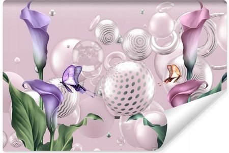 Muralo Fototapeta Kolorowe Kwiaty Motyle Kule Abstrakcja Wzór 3D 360X240