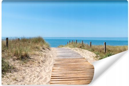 Muralo Fototapeta Drewniana Ścieżka Plaża Morze Krajobraz 3D 180X120