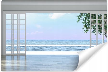 Muralo Fototapeta Widok Z Okna Ocean Pejzaż Efekt 3D 135X90