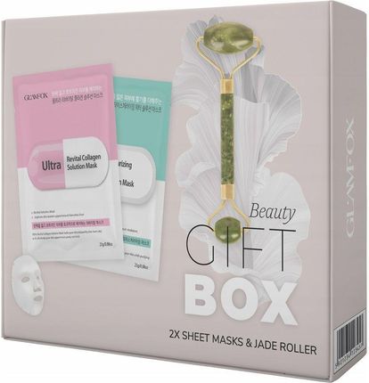 Glamfox Beauty Gift Box Zestaw Nawilżająco-Kojąca Maska W Płachcie 25Ml + Rewitalizująca Maska W Płachcie 25Ml + Roller Do Masażu Twarzy