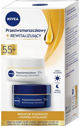 Krem Nivea 2 Pack Przeciwzmarszczkowy+ Rewitalizujący I 55+ 2X50Ml na dzień i noc 2x50ml