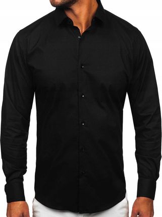 Koszula Bawełniana Z Długim Rękawem Męska Czarna TSM14 DENLEY_2XL