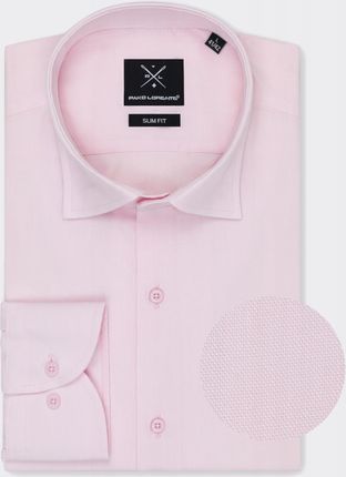 Gładka koszula męska różowa Slim Fit 100% bawełna Pako Lorente 41-42/164