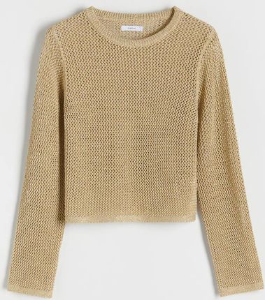 Reserved - Ażurowy sweter z metalizowaną nicią - Złoty